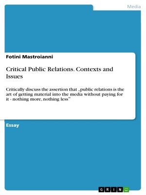 cover image of Critical Public Relations. Contexts and Issues